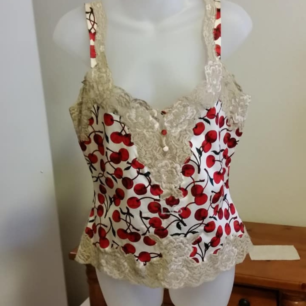Dolce & Gabbana Cherries Silk and Lace Camisole